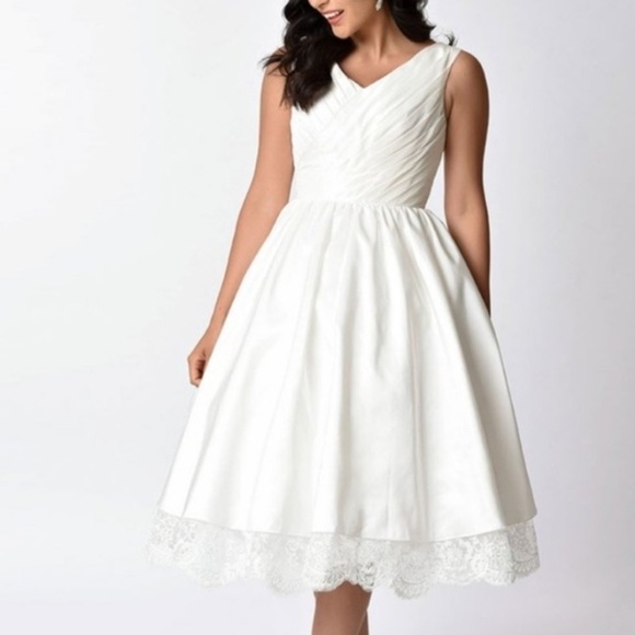 Unique Vintage Dresses & Skirts - NWT Unique Vintage 50s/60s Inspired White Lace Tulle Dress